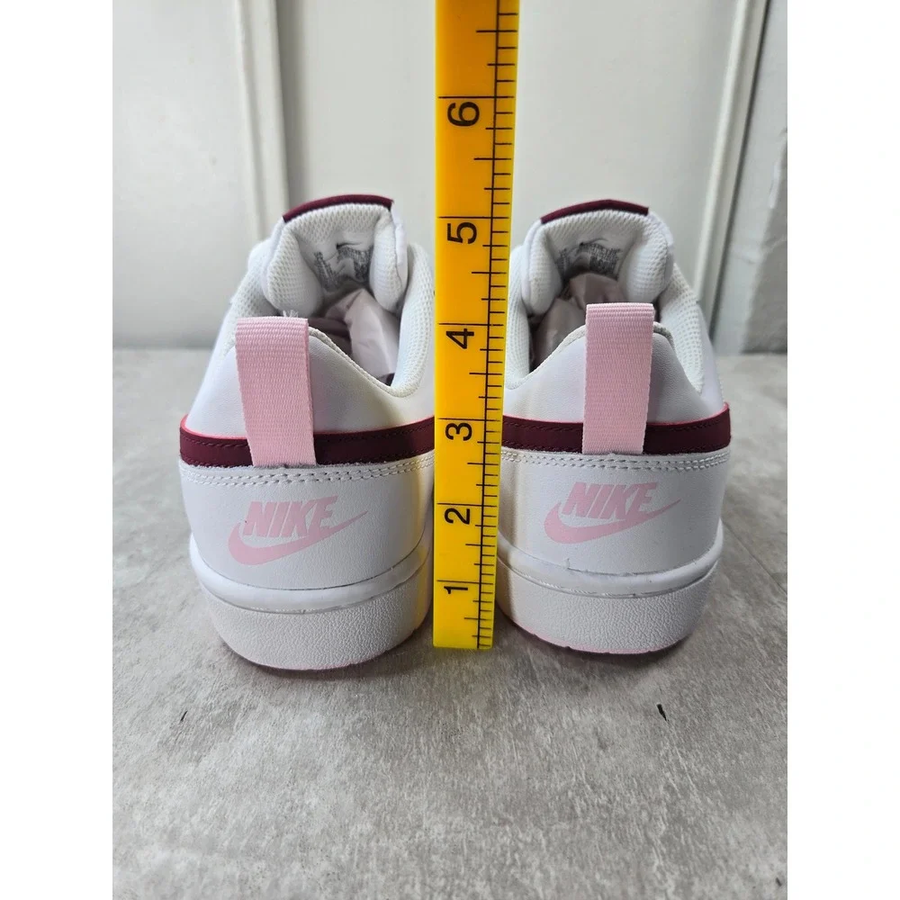 Nike Court Borough 8.5 White Burgundy Pink Leather Sneakers Retro Y2K Streetwear